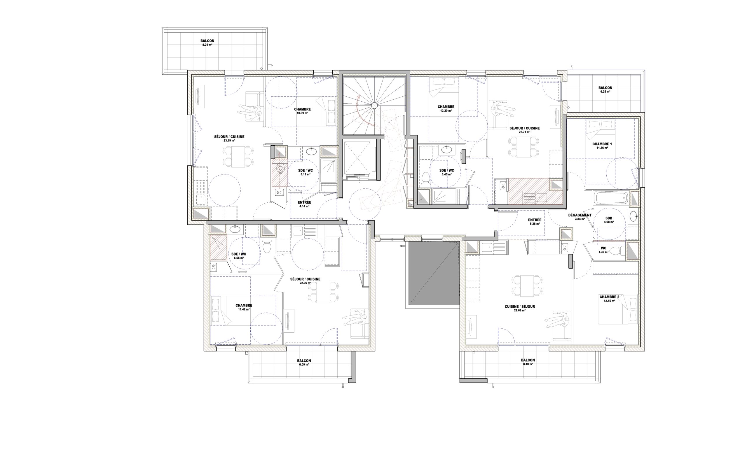 Cogedim_Le Carré d'Ikebana_Caluire_Plan Etage Bat A R+1