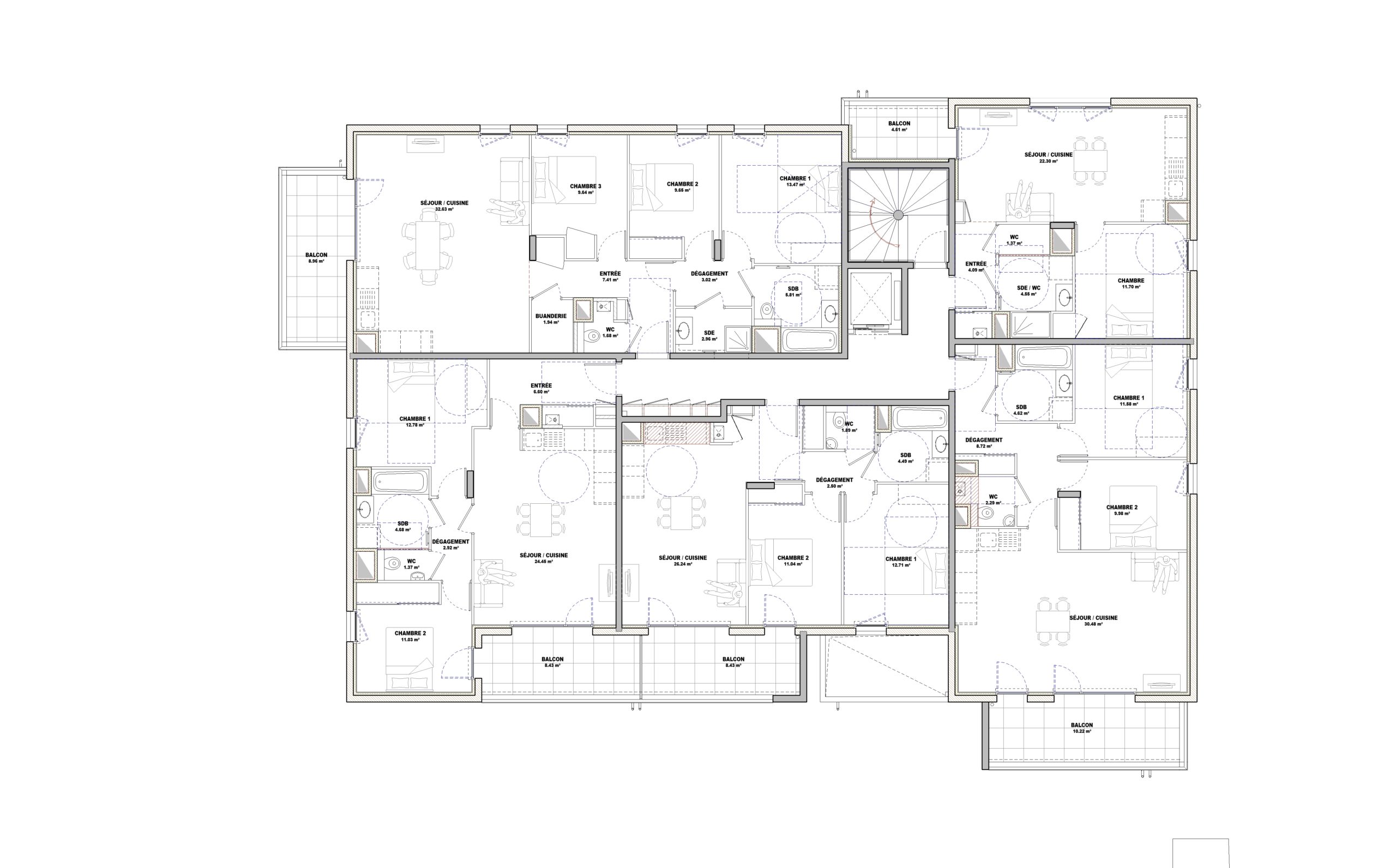 Cogedim_Le Carré d'Ikebana_Caluire_Plan Etage Bat B R+1